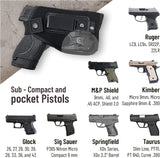 IWB Gun Holster by PH - Concealed Carry - Soft Material- Fits M&P Shield 9mm.40.45 Auto/Glock 26 27 29 30 33 42 43 / Ruger LC9, LC380 - Taurus Slim, PT111 - Springfield XDs Series with Laser