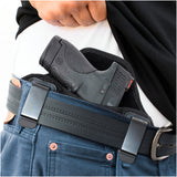 Tactical Pancake Gun Holster by Houston | ECO Leather Concealed Carry Soft Material | Suede Interior for Protection | IWB | Right Hand | Fits: Glock 26 27 33 30 | M&P Shield, XDs, Taurus PT111