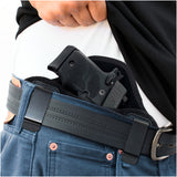 Tactical Pancake Gun Holster by Houston | ECO Leather Concealed Carry Soft Material | Suede Interior for Protection | IWB | Right Hand | Fits: Glock 42 43 | Kahr 9mm .40 .45 | Bersa .380 | Ruger LC9