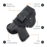 Leather Inside The Waistband Holster For Glock G42 Pistol