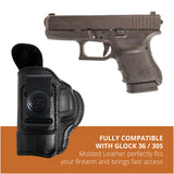 Leather Inside The Waistband Holster For Glock 36 / 30s Pistol