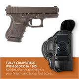 Leather Inside The Waistband Holster For Glock 36 / 30s Pistol