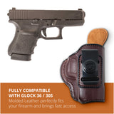 Leather Inside The Waistband Holster For Glock 36 / 30s Pistol