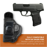 Leather Inside The Waistband Holster For Sig Sauer P365 Pistol