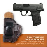 Leather Inside The Waistband Holster For Sig Sauer P365 Pistol