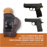 Leather Inside The Waistband Holster For Sig Sauer P365XL MACRO Pistol
