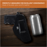 Premium Iwb Black Nylon PU Leather Holster - Small 380S w Laser P938 PPK Gun Holster