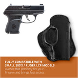 Leather OWB Paddle Holster For Small 380's Pistol, Ruger LCP