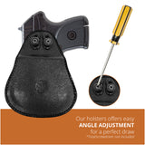 Leather OWB Paddle Holster For Small 380's Pistol, Ruger LCP