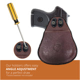 Leather OWB Paddle Holster For Small 380's Pistol, Ruger LCP