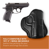 Leather OWB Paddle Holster For Small Guns 1911 3", Colt 1911 3"