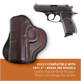 Leather OWB Paddle Holster For Small Guns 1911 3", Colt 1911 3"