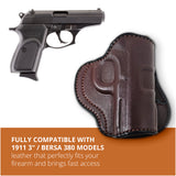 Leather OWB Paddle Holster For Small Guns 1911 3", Colt 1911 3"