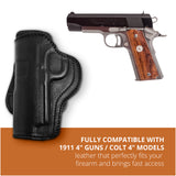 Leather OWB Paddle Holster For Guns 1911 4", Colt 1911 4"