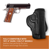 Leather OWB Paddle Holster For Guns 1911 4", Colt 1911 4"