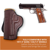 Leather OWB Paddle Holster For Guns 1911 4", Colt 1911 4"