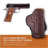 Leather OWB Paddle Holster For Guns 1911 4", Colt 1911 4"