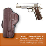 Leather OWB Paddle Holster For Guns 1911 5", Colt 1911 5"