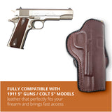 Leather OWB Paddle Holster For Guns 1911 5", Colt 1911 5"