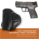 Leather OWB Paddle Holster For S&W M&P Shield, Springfield XDS