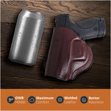 Leather OWB Paddle Holster For S&W M&P Shield, Springfield XDS