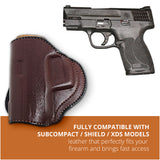 Leather OWB Paddle Holster For S&W M&P Shield, Springfield XDS