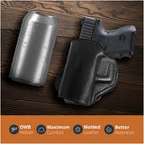 Leather OWB Paddle Holster For Glock 26, Walther P22 Nano