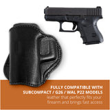 Leather OWB Paddle Holster For Glock 26, Walther P22 Nano
