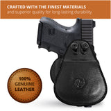 Leather OWB Paddle Holster For Glock 26, Walther P22 Nano