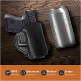 Leather OWB Paddle Holster For Glock 26, Walther P22 Nano