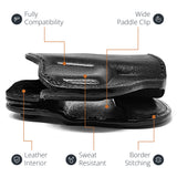 Leather OWB Paddle Holster For Glock 26, Walther P22 Nano