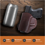 Leather OWB Paddle Holster For Glock 26, Walther P22 Nano