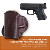 Leather OWB Paddle Holster For Glock 26, Walther P22 Nano