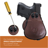 Leather OWB Paddle Holster For Glock 26, Walther P22 Nano
