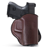 Leather OWB Paddle Holster For Glock 26, Walther P22 Nano