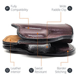 Leather OWB Paddle Holster For Glock 26, Walther P22 Nano