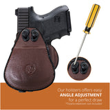 Leather OWB Paddle Holster For Glock 26, Walther P22 Nano