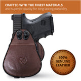 Leather OWB Paddle Holster For Glock 26, Walther P22 Nano