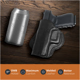Leather OWB Paddle Holster For Glock 19, S&W M&P Compact 9mm