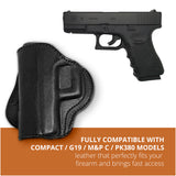 Leather OWB Paddle Holster For Glock 19, S&W M&P Compact 9mm