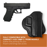 Leather OWB Paddle Holster For Glock 19, S&W M&P Compact 9mm