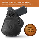 Leather OWB Paddle Holster For Glock 19, S&W M&P Compact 9mm