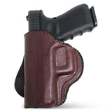 Leather OWB Paddle Holster For Glock 19, S&W M&P Compact 9mm