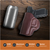 Leather OWB Paddle Holster For Glock 19, S&W M&P Compact 9mm