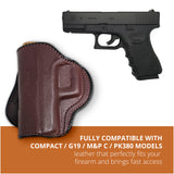 Leather OWB Paddle Holster For Glock 19, S&W M&P Compact 9mm