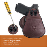 Leather OWB Paddle Holster For Glock 19, S&W M&P Compact 9mm
