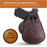 Leather OWB Paddle Holster For Glock 19, S&W M&P Compact 9mm