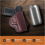 Leather OWB Paddle Holster For Glock 19, S&W M&P Compact 9mm