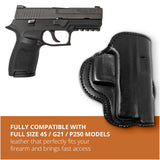 Leather OWB Paddle Holster For Glock 21, Beretta PX4 Storm