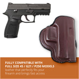 Leather OWB Paddle Holster For Glock 21, Beretta PX4 Storm